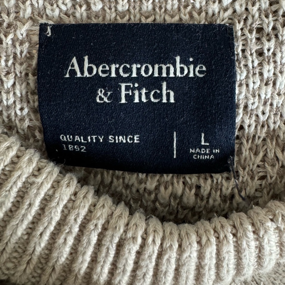 Abercrombie & Fitch Men's Ivory & Beige Paisley Size L Knit Pullover Sweater - Picture 5 of 6